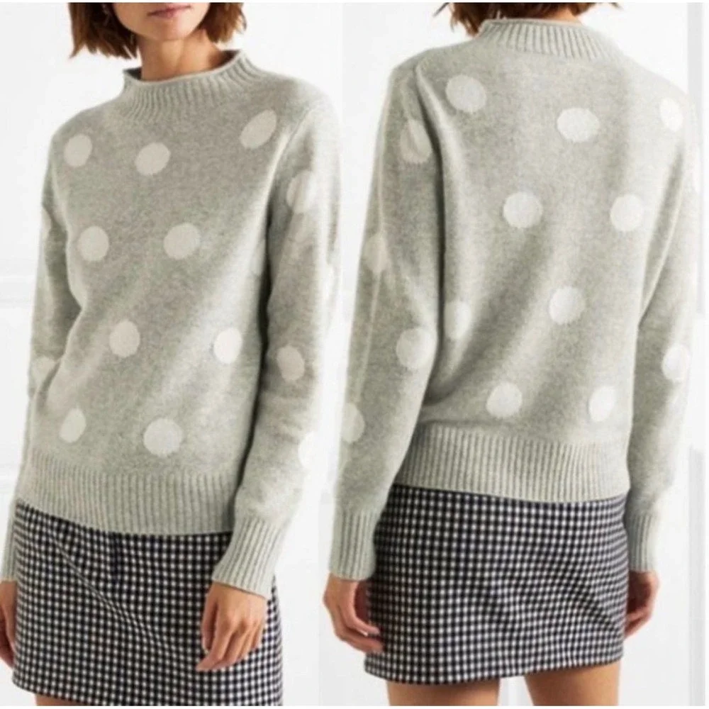 J.Crew Always 1988‎ Rollneck Sweater in Gray Polka Dot Size Large